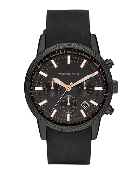 michael kors men's black watch sale|Michael Kors black silicone watch.